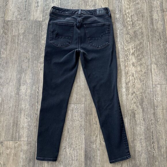 American Eagle SUPER HI RISE JEGGING Size 8 Short Black Jeans Denim Pants 26x24 - Picture 2 of 13